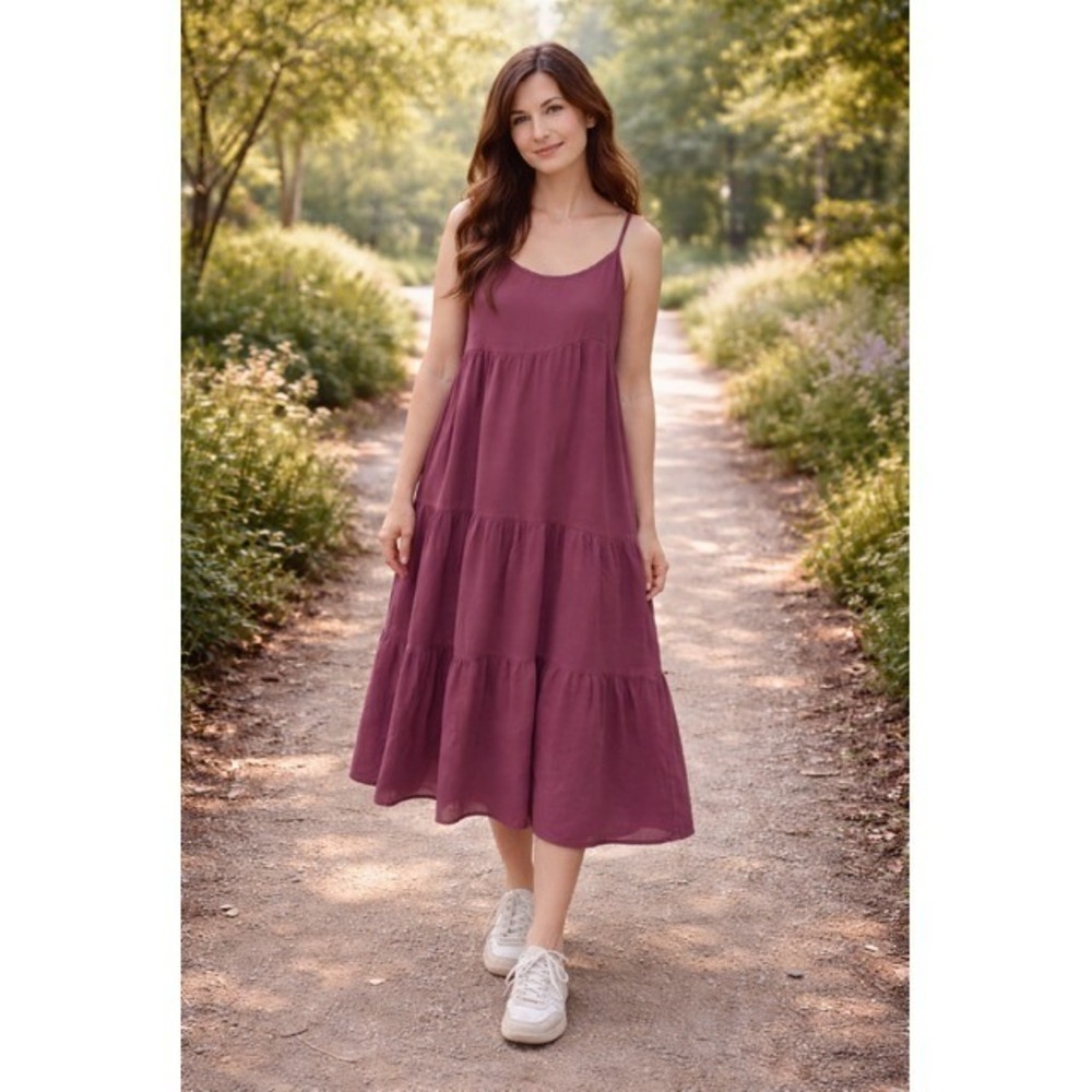 Vintage SZ LG Babydoll Soft Girl Cottagecore Romantic Minimalist Midi Dress - Picture 6 of 6